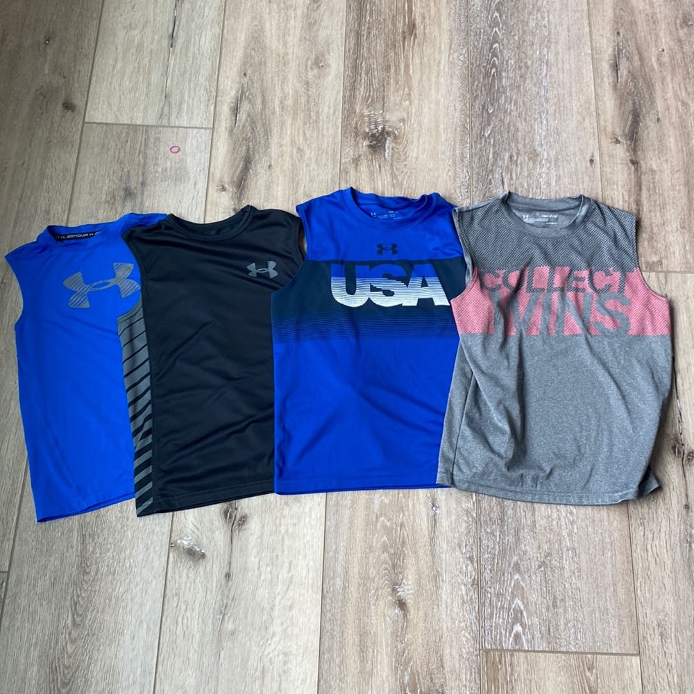 Would like to sell as lot   All youth small under armour boys muscle tanks